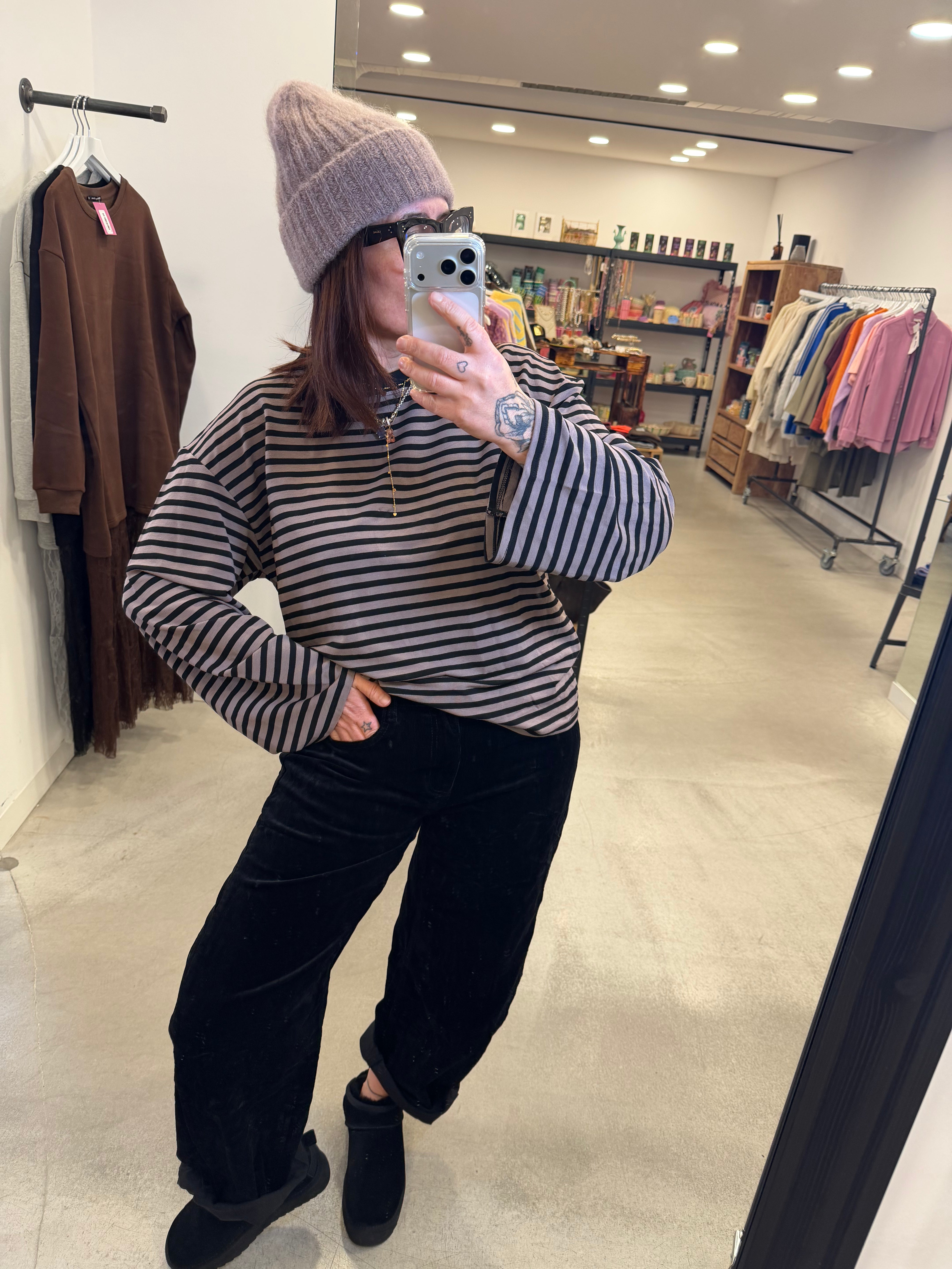 Hose Lou kord schwarz