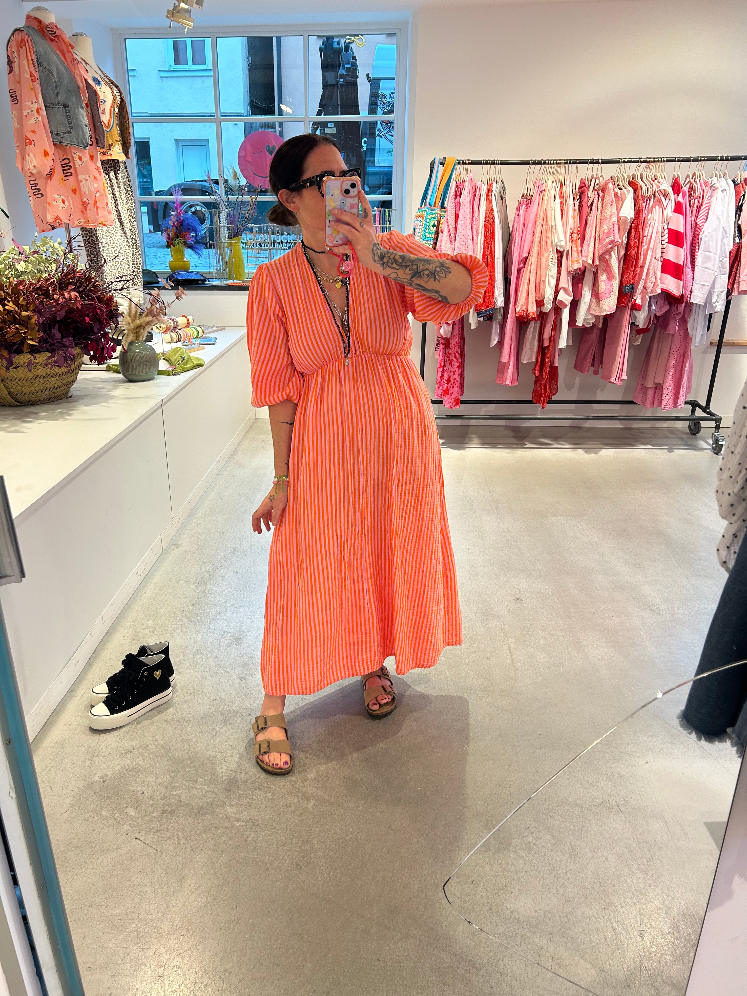Kleid Stripe orange