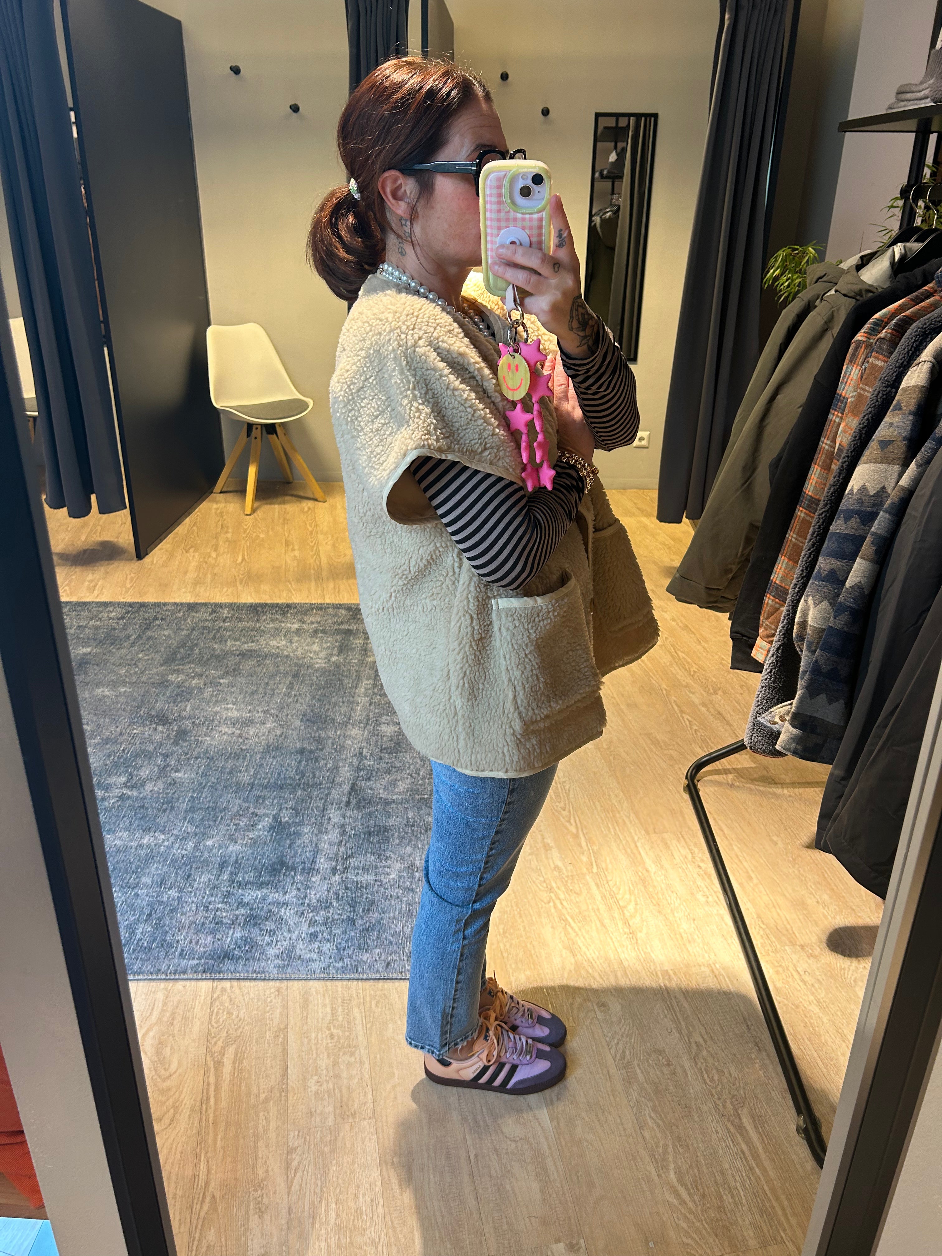 Weste Teddy Oversize beige