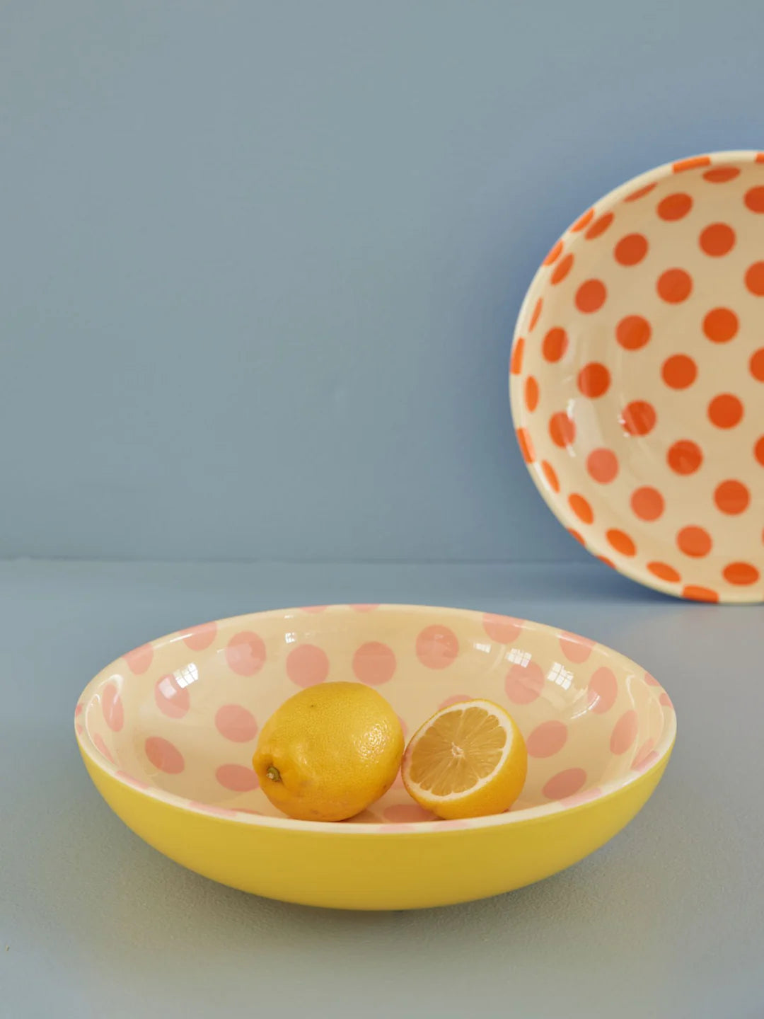 Rice Salatschüssel - Gelb - Pink Dots Print