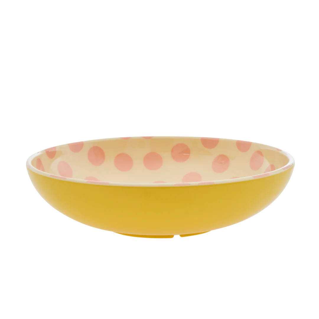 Rice Salatschüssel - Gelb - Pink Dots Print
