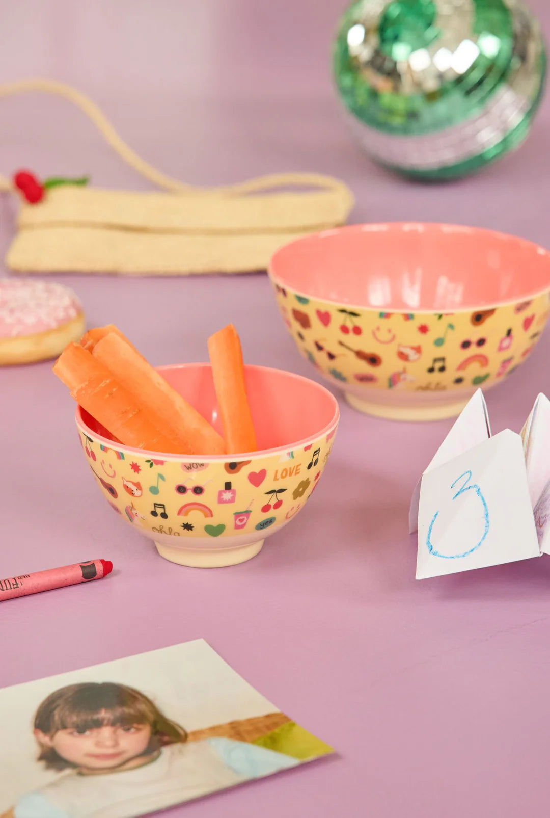 Rice Kleine Kinderschüssel - Hellgelb - Unicorn Love Print