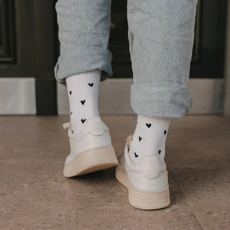 Socken Eulenschnitt Allover Herzen