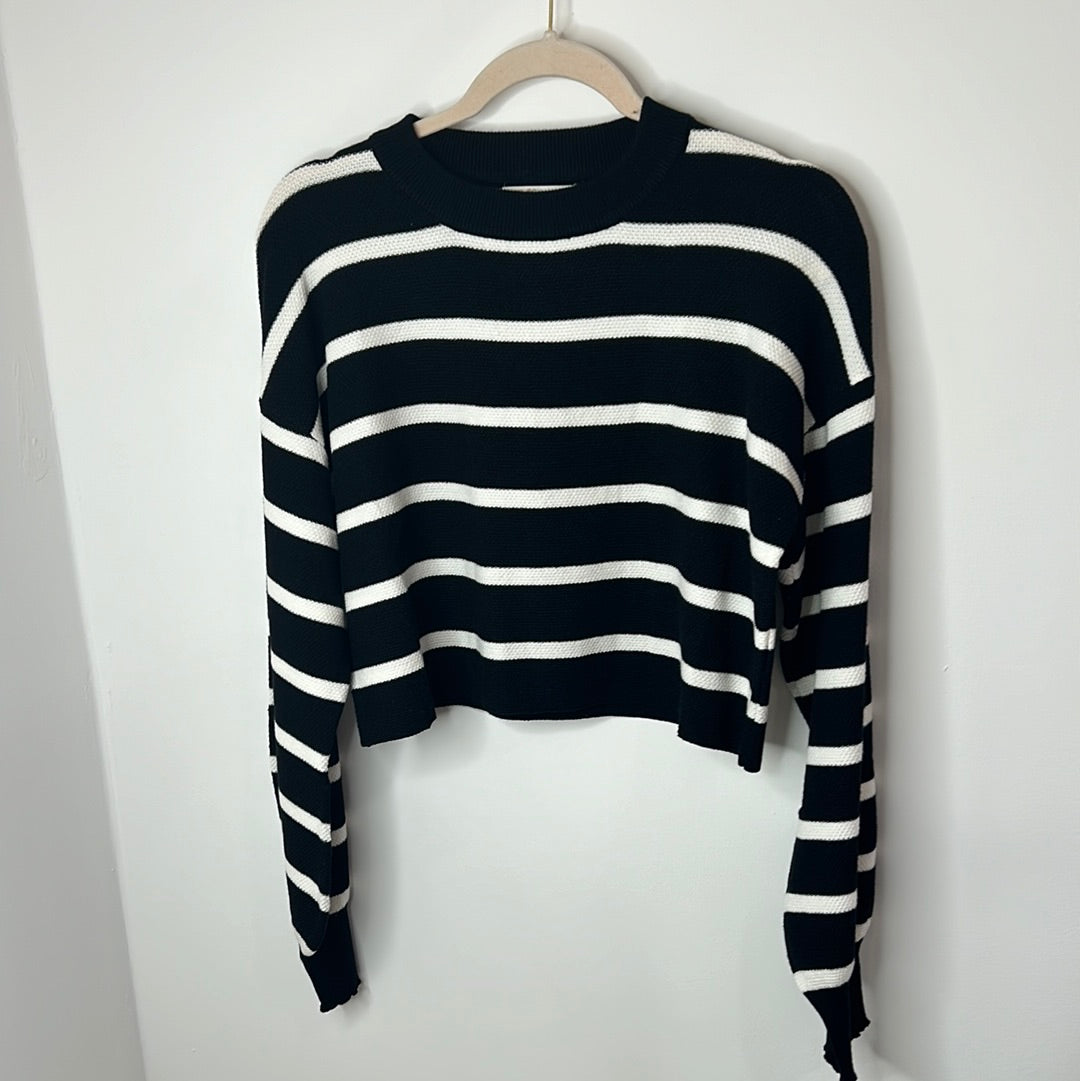 Pullover croped knit stripe
