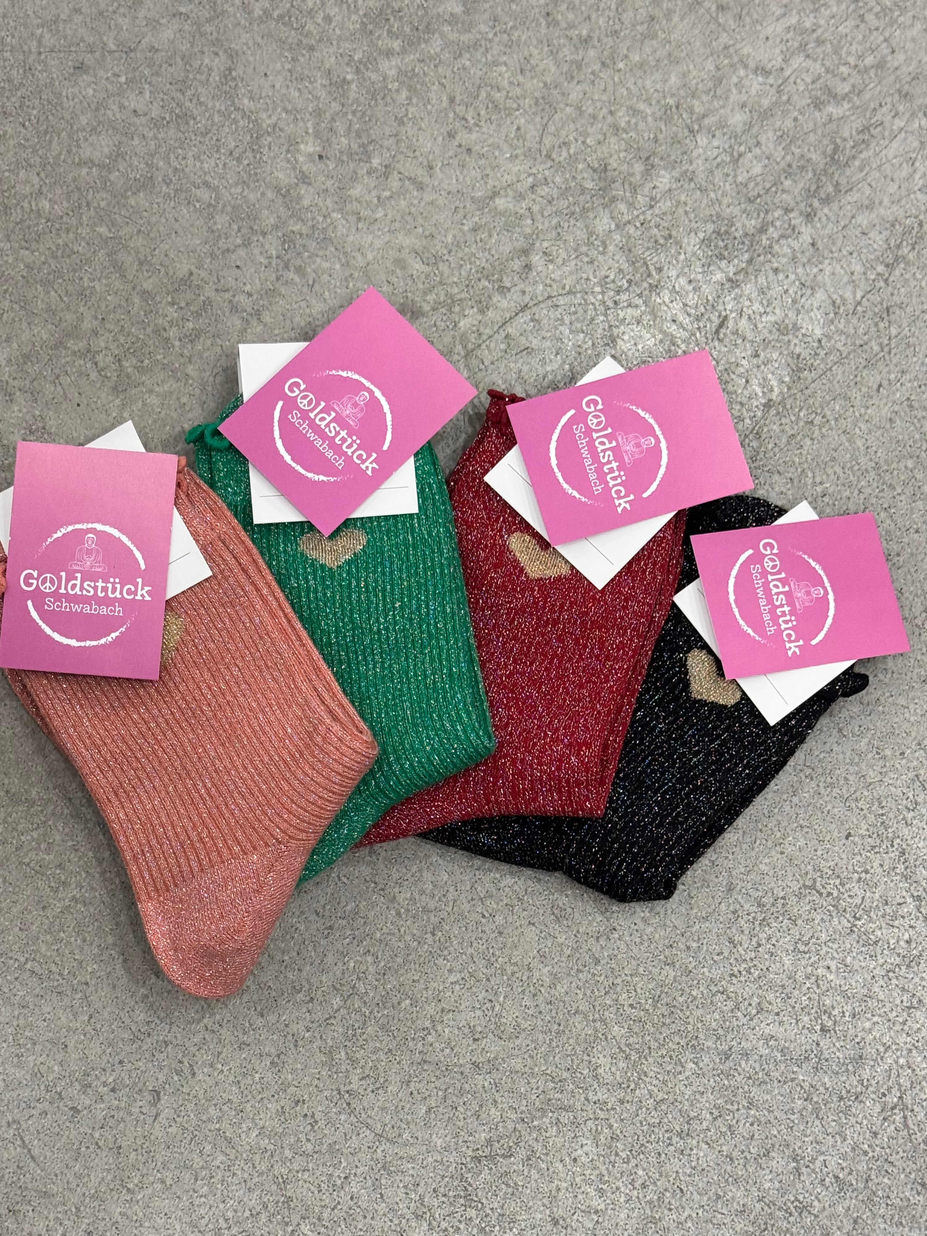 Socken Glitzer Herz