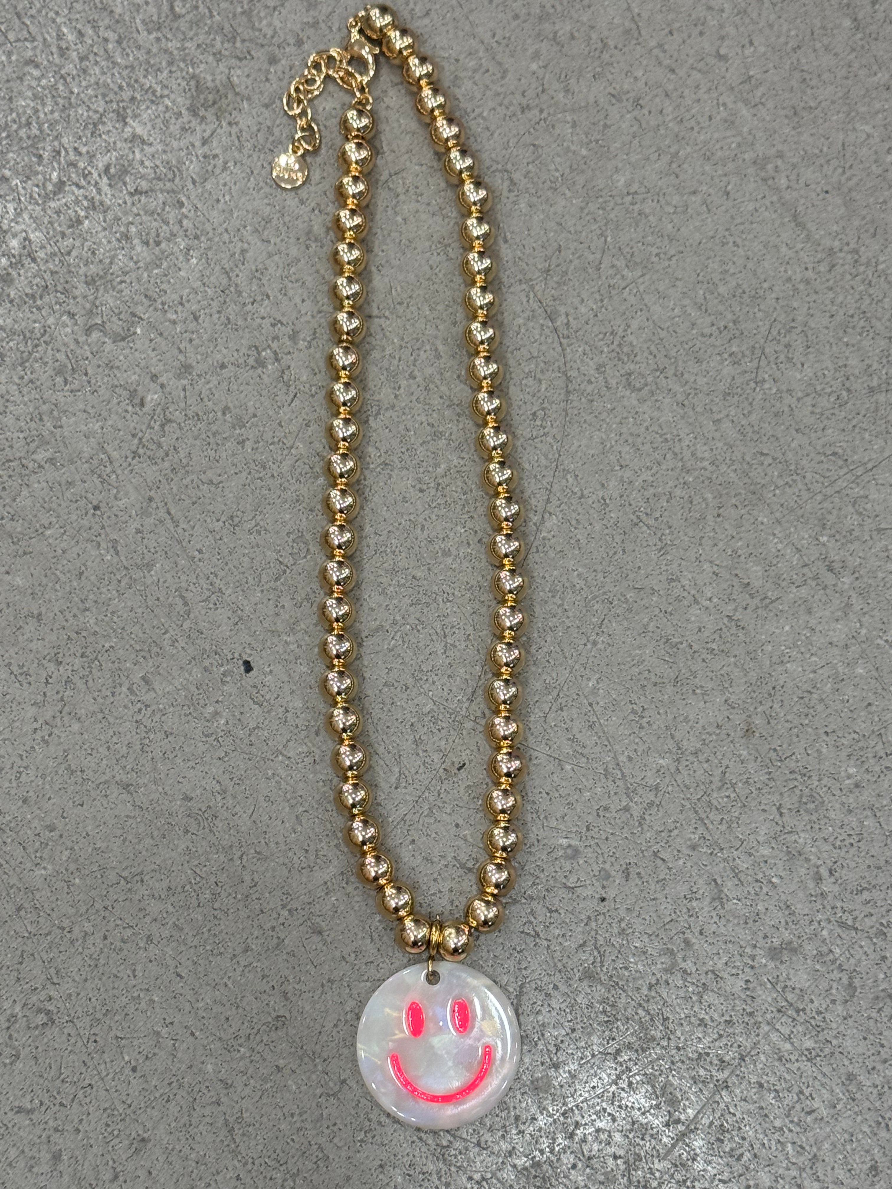 Kette Pearl Gold Smiley