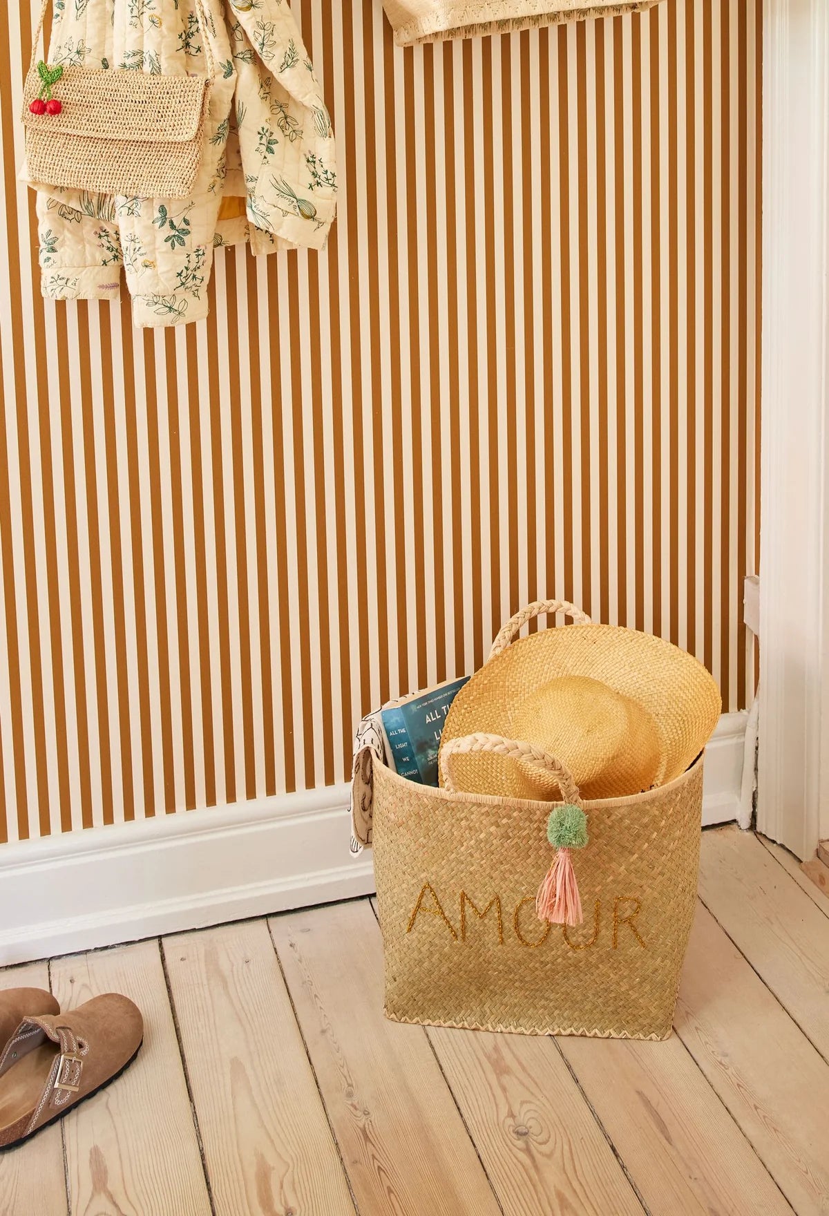 Rice Groß Raffia Tasche Amour