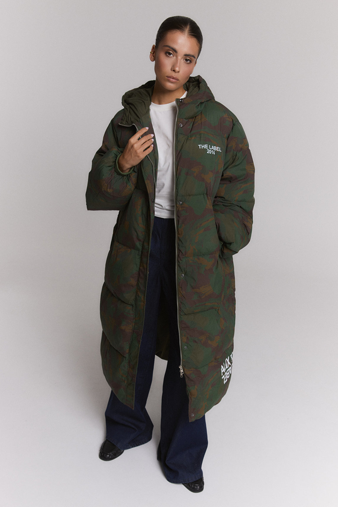 ALIX The Label Camouflage Coat in Army – Vorderansicht