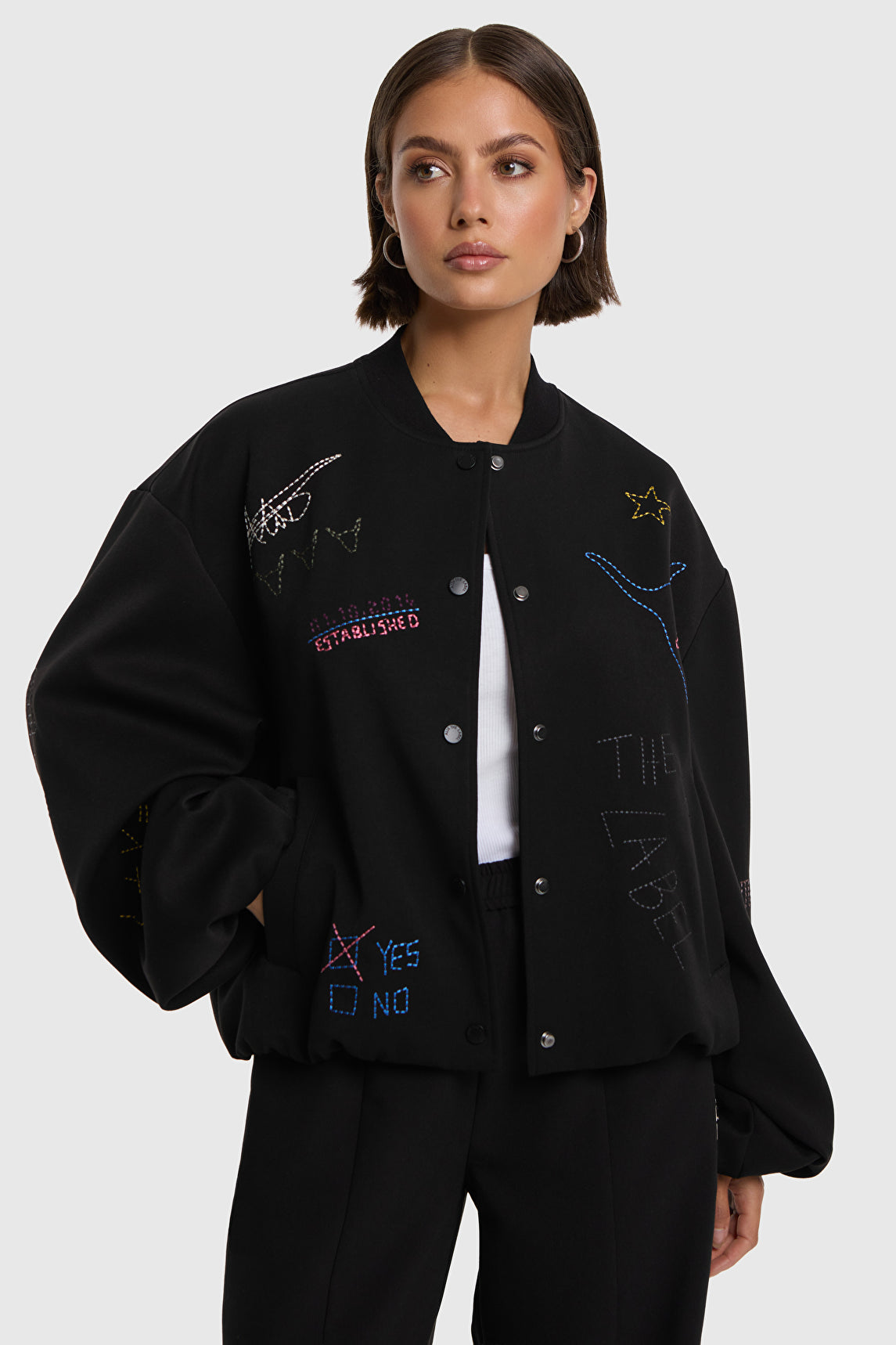 ALIX The Label Artwork Bomber in Schwarz – Ansicht 2