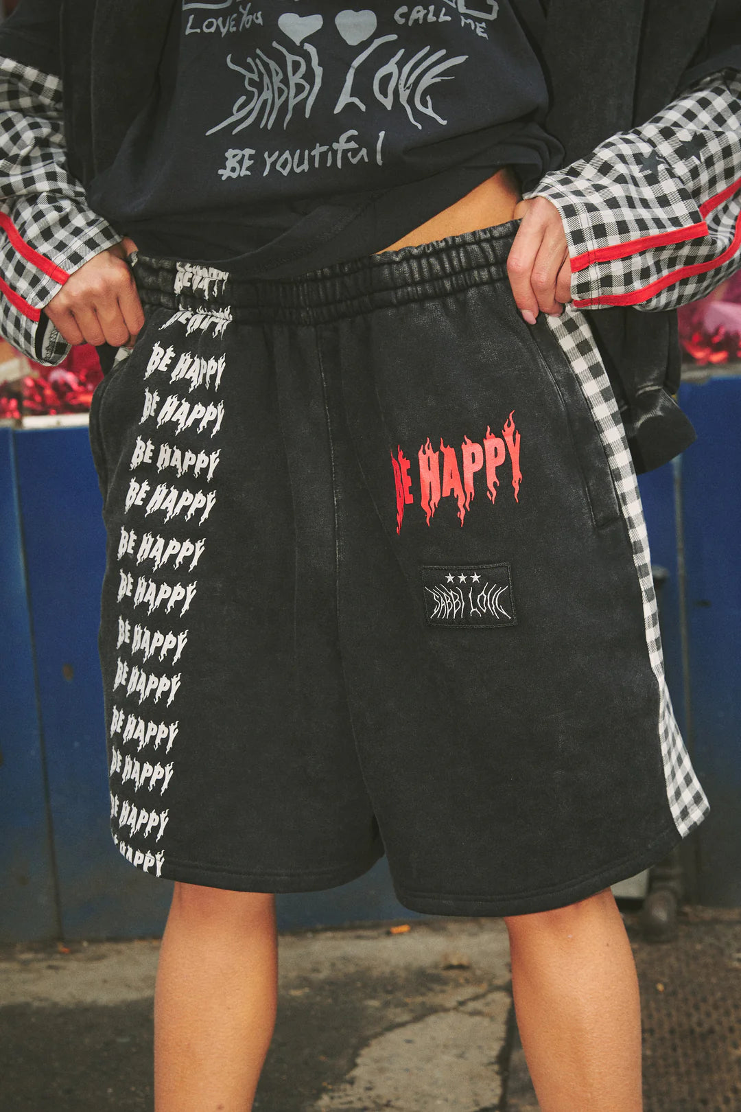 Sabbi BE HAPPY GINGHAM SHORTS