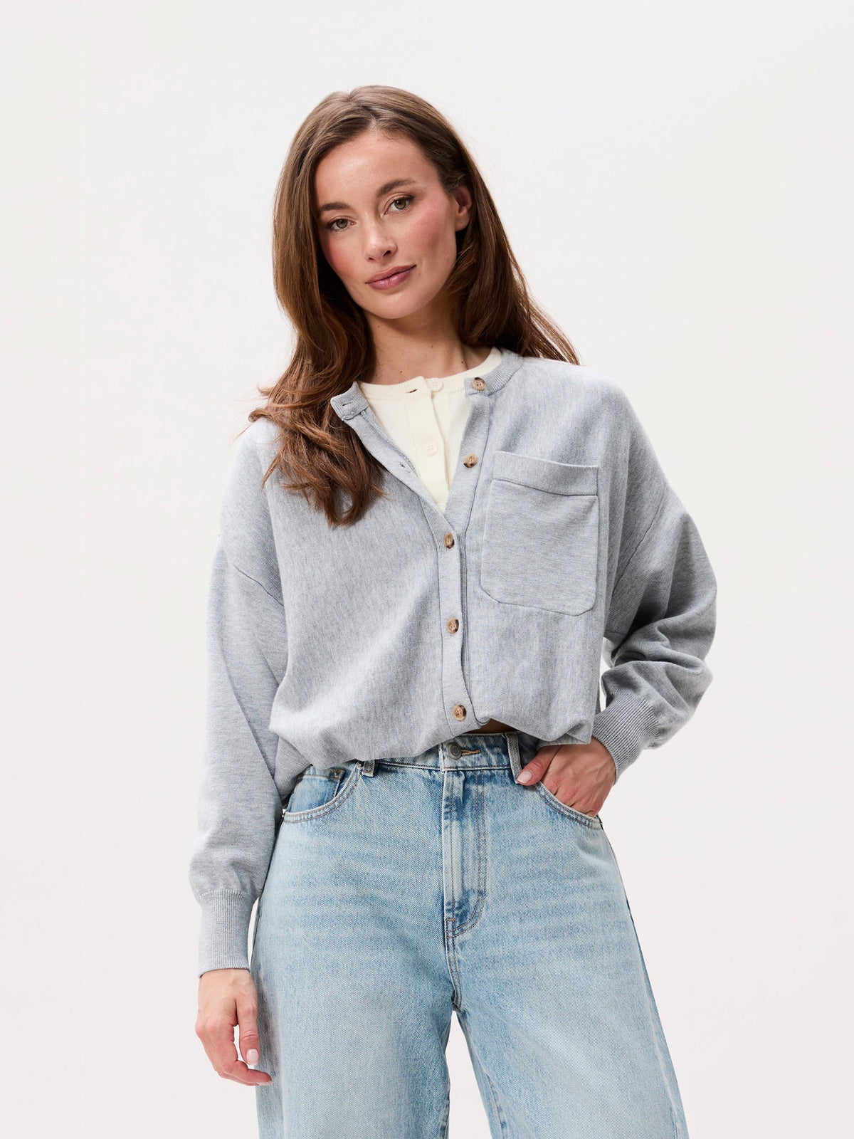 Catwalk Junkie Double Layer Cardigan – Grey Melange
