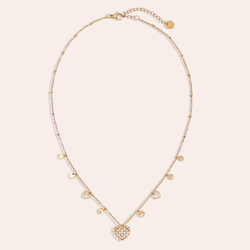 Herzkette Strass – Gold