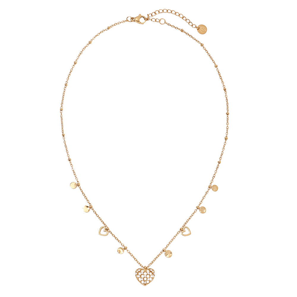 Herzkette Strass – Gold