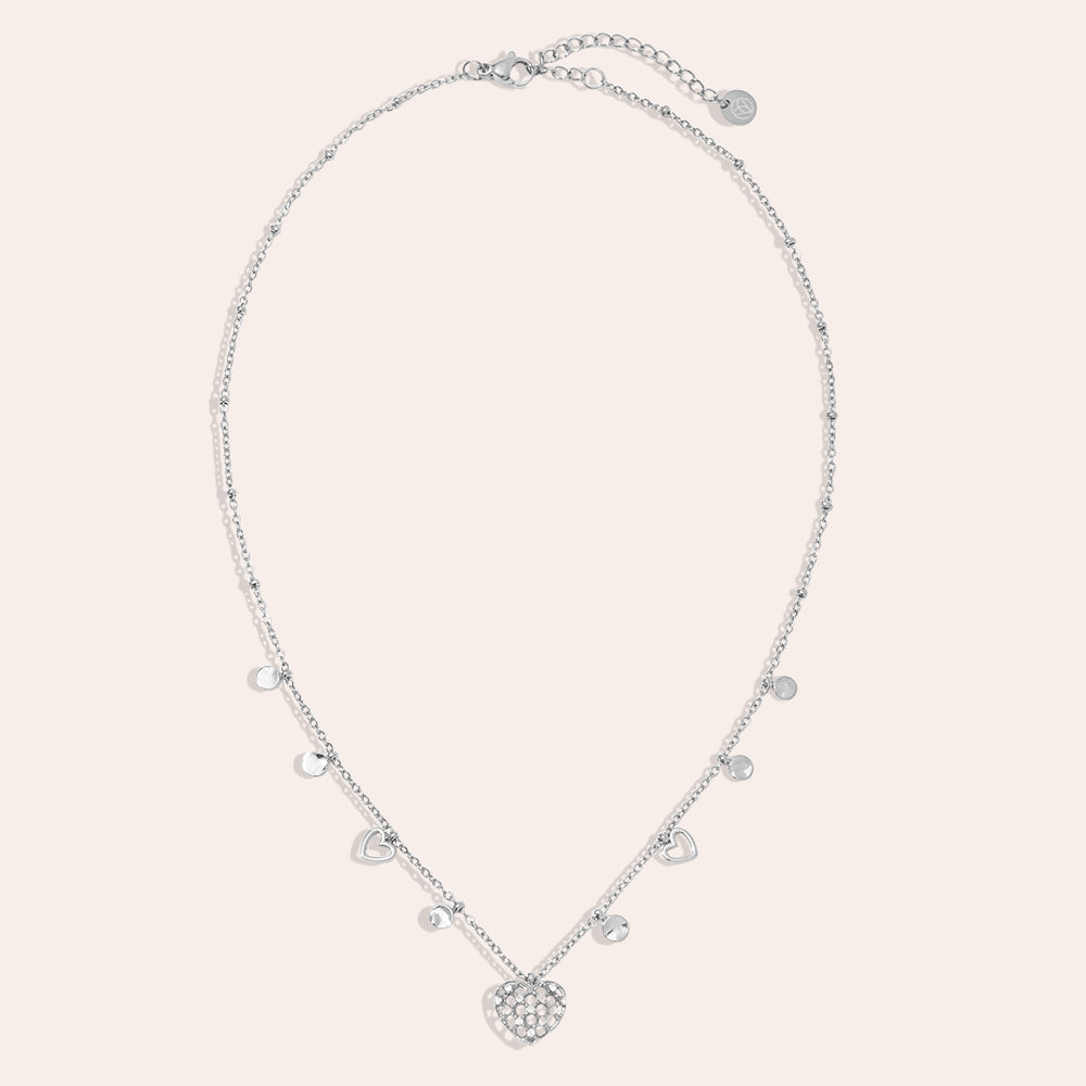Herzkette Strass – Silber
