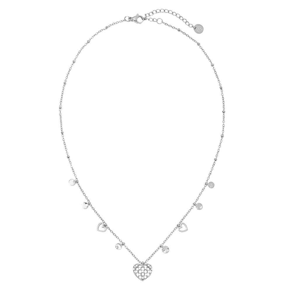Herzkette Strass – Silber