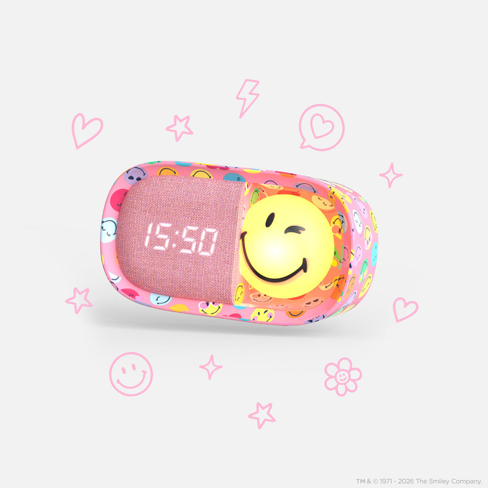 MOB x SmileyWorld Dreamy Clock in Rosa – Produktansicht