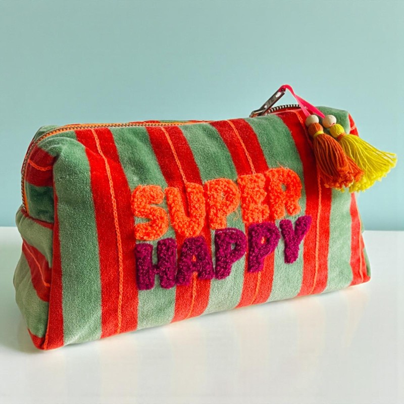 NOI Handmade Kosmetiktasche Velvet Pinstripe Super Happy M