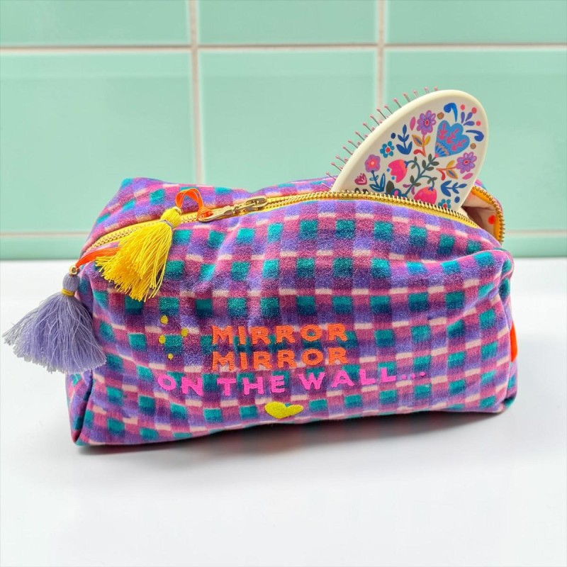 NOI Handmade Kosmetiktasche Velvet Check Mirror XL