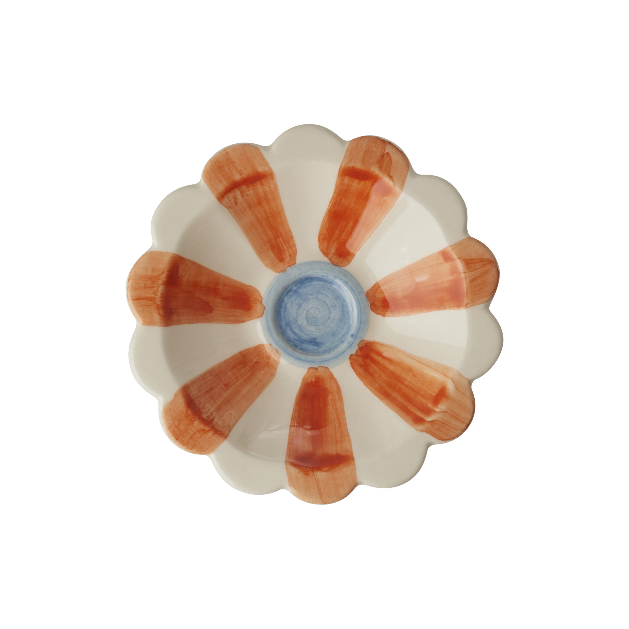 Rice kleines Keramik-Dipschälchen mit orangenen Streifen