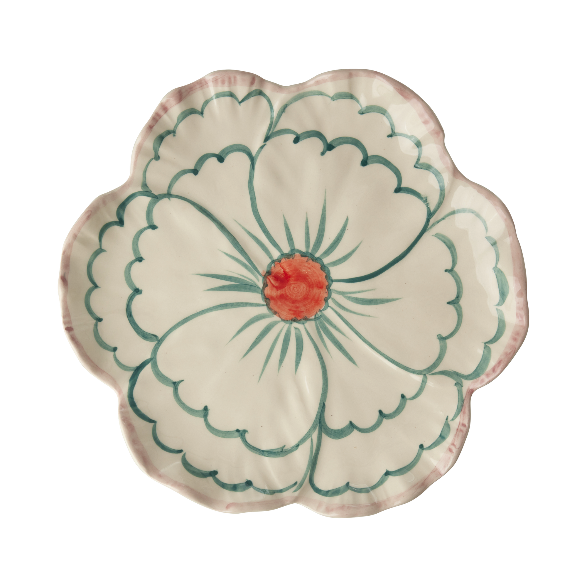 Rice blumenförmiger Keramik-Beilagenteller in Jade
