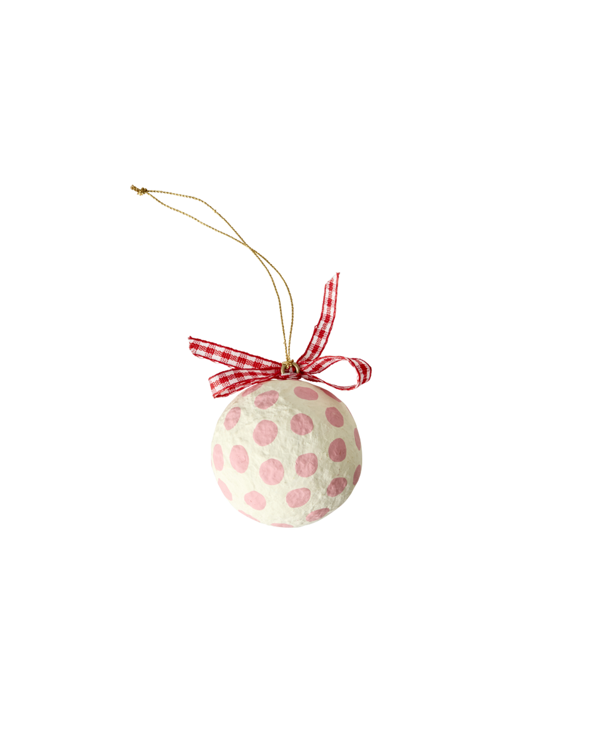 Rice – Weihnachtsanhänger aus Pappmaché – Pink – Punkte und Schleife