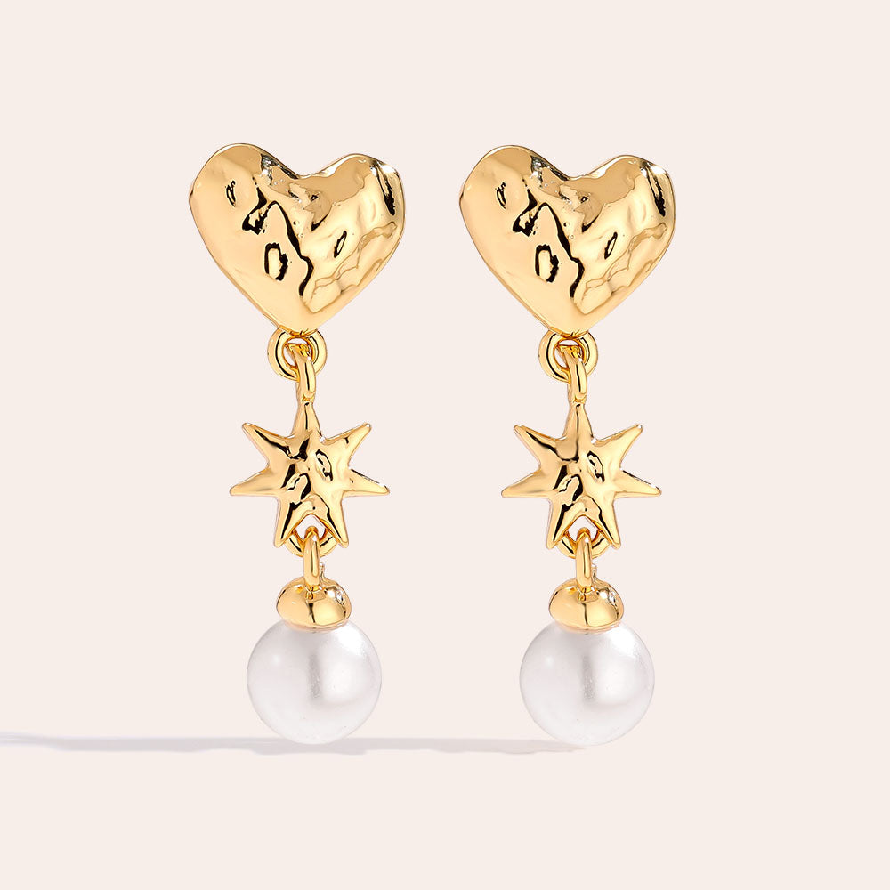 Ohrstecker Herz & Perle – Gold