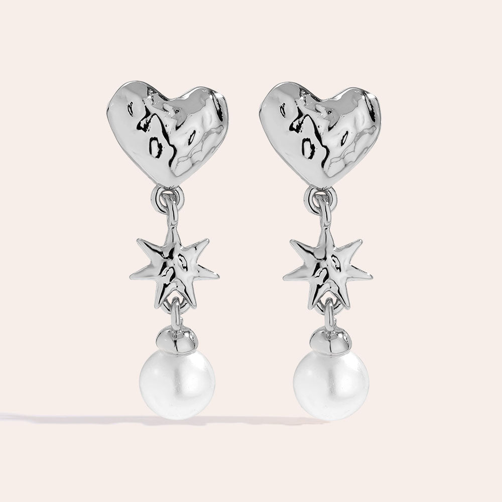 Ohrstecker Herz & Perle – Silber