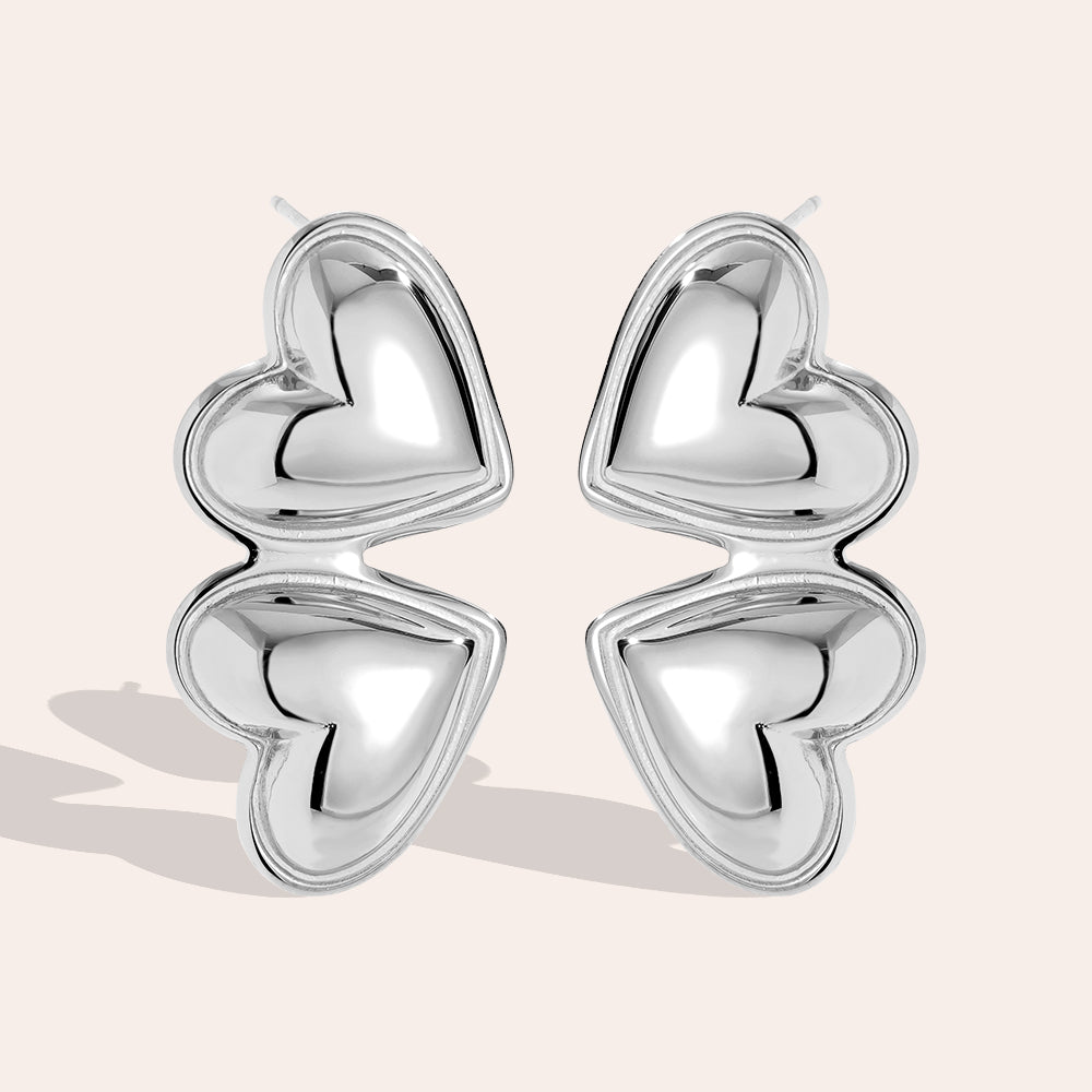 Ohrstecker Doppelherz – Silber
