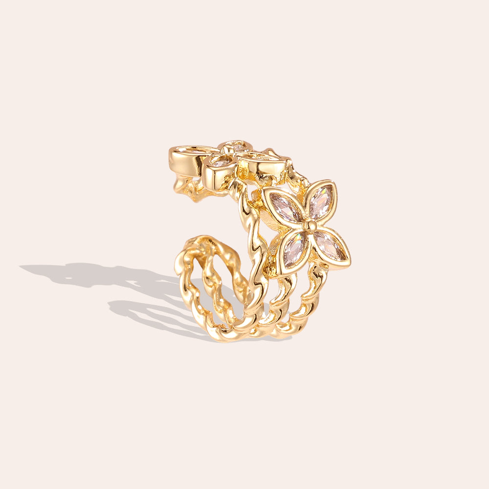 Earcuff Doppel-Kleeblatt – Gold