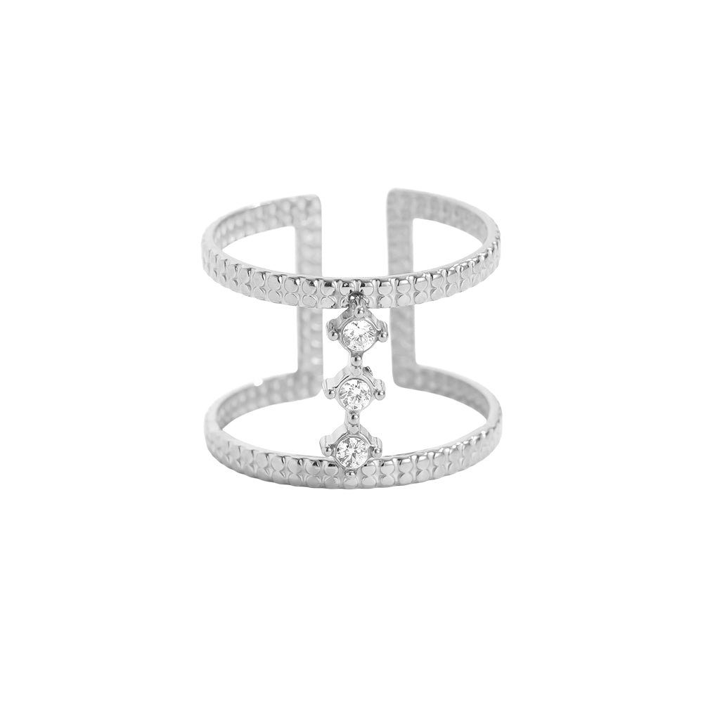 Doppelring Strass – Silber