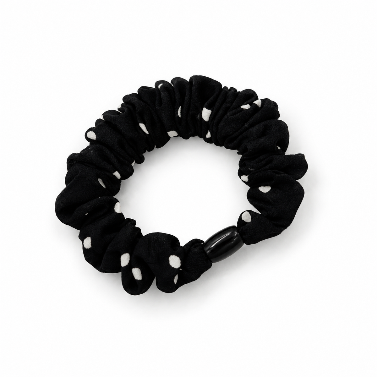 Schmaler Scrunchie Schwarz mit weißen Punkten