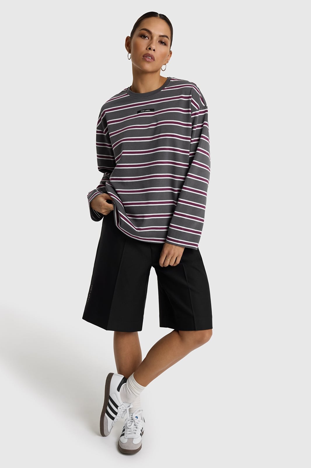 ALIX The Label Stripe Longsleeve T-Shirt – Anthrazit – Ansicht 2