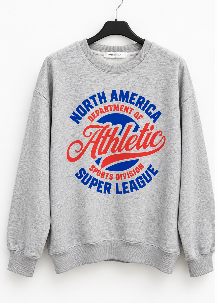 Sweater Athletic grau meliert – Studio Vorderansicht