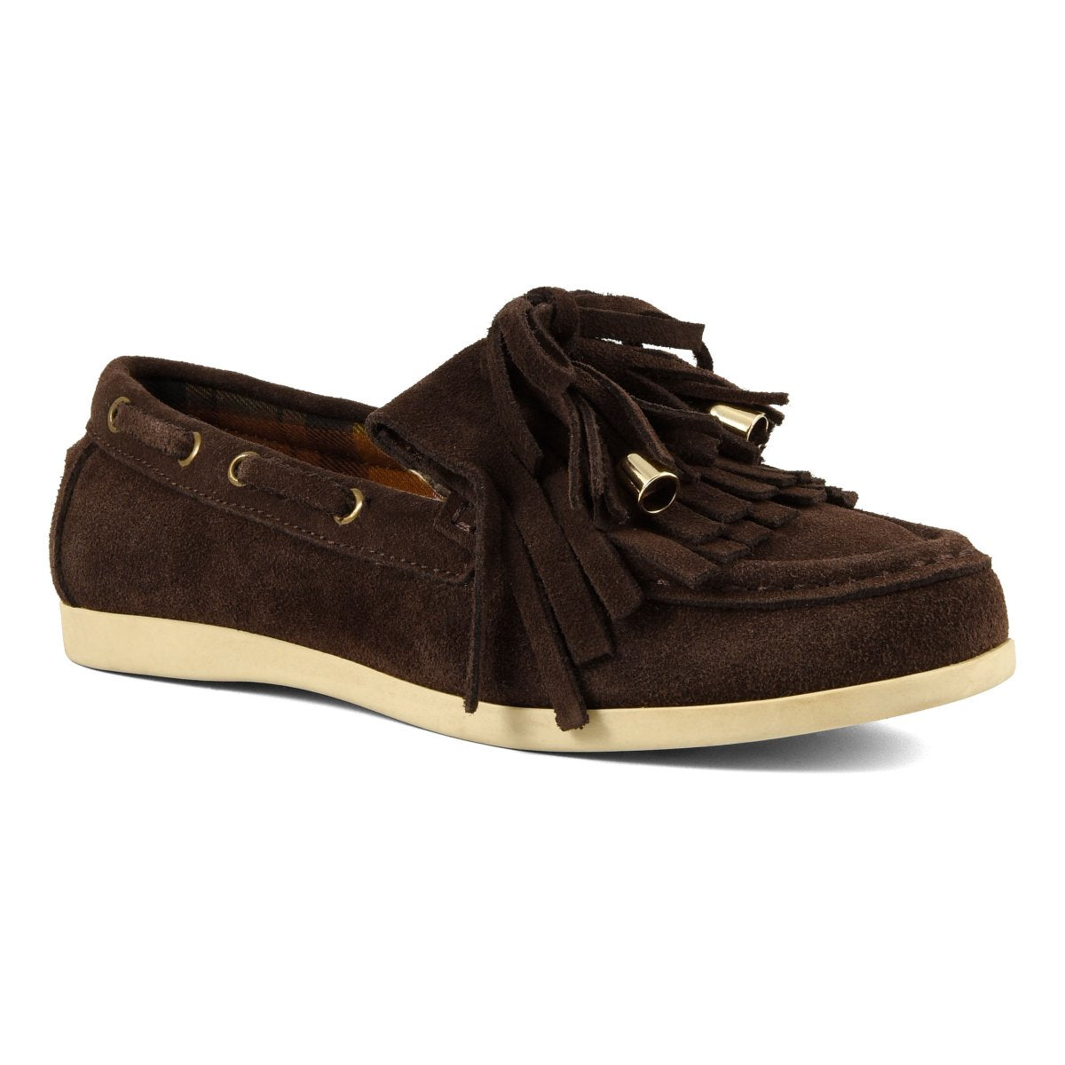 Colors of California YUCCA – Veloursleder-Loafer mit Fransen – chocolate